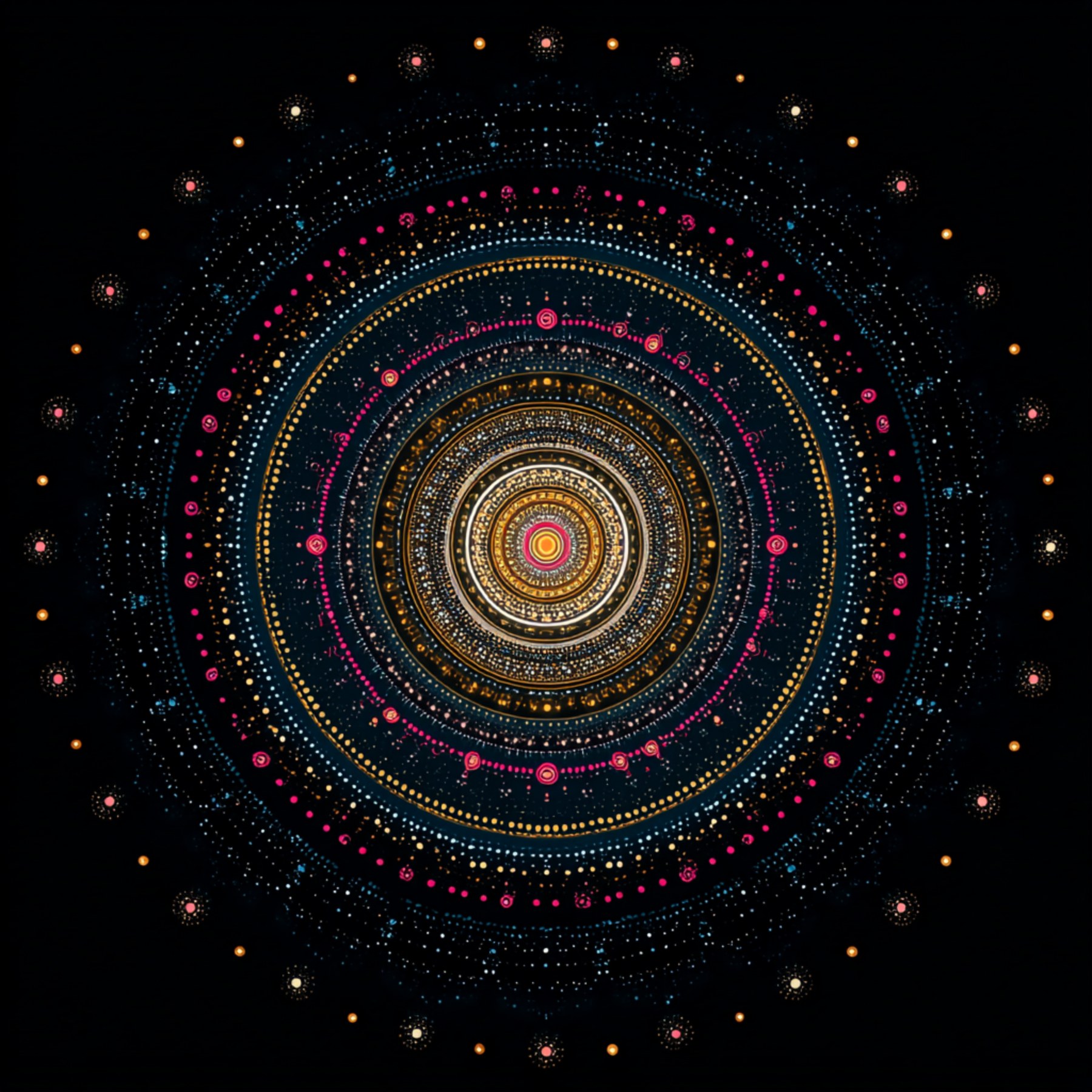 Utsa mandala network visualization with a glowing circular field of connected points.